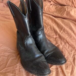 Unisex Black Leather Western Boots